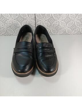 Clarks Collection Raisie Eletta Black Leather Penny Loafers - Women's Size 5.5M